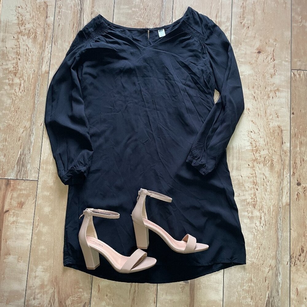 Old‎ Navy - 3/4 sleeve shift dress, Women's size small, black